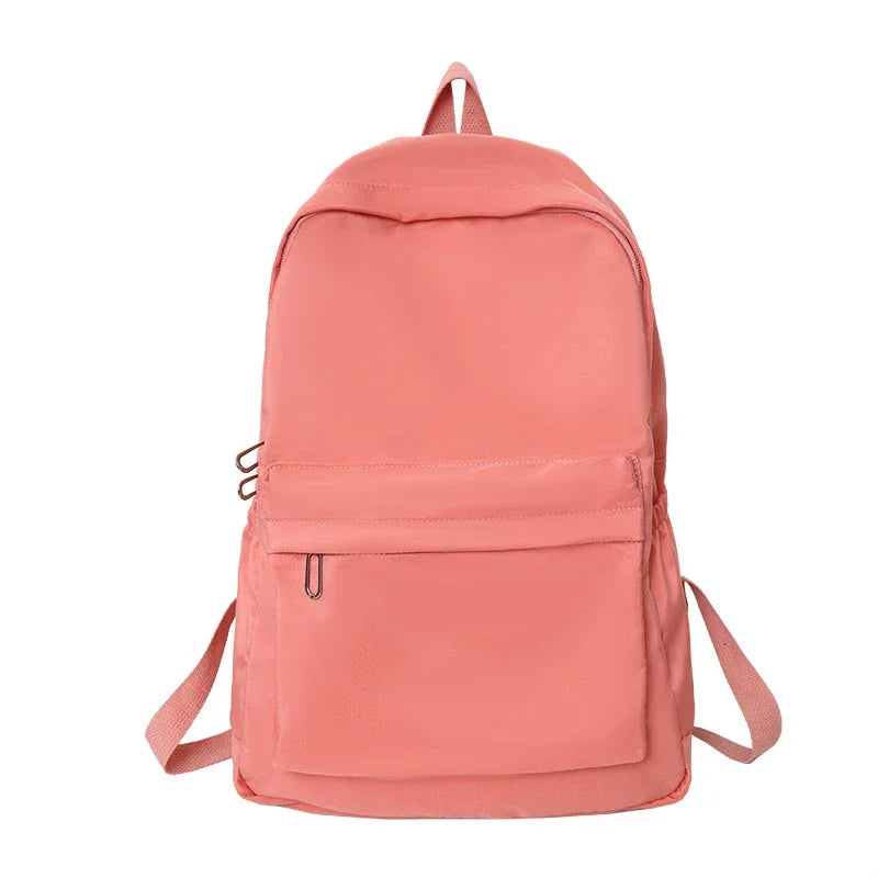 Mochila casual simples de cor sólida, leve e para estudantes do ensino médio, mochila multifuncional adequada para viagens, escola