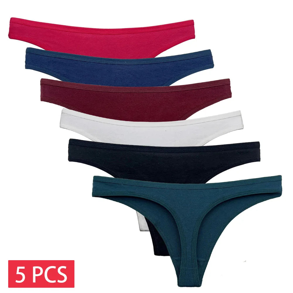 5 pçs/set calcinha de algodão g-string calcinha feminina sexy lingerie feminina tanga para mulher cor sólida calcinha íntima