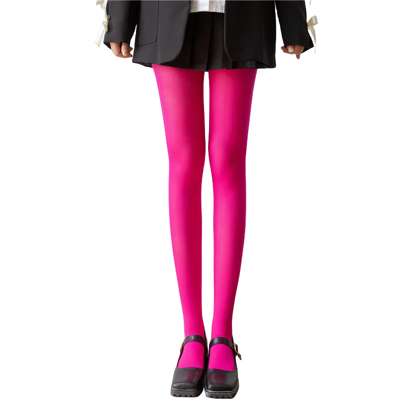 Nova Coleção Primavera 2025: Meias-Calças Femininas de Veludo Opaco 80D, Coloridas e Elásticas, Cores Vibrantes (Dopamine Colors)