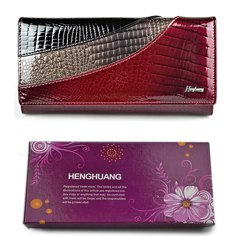 Hh carteiras femininas design da marca carteira de couro de alta qualidade feminino ferrolho moda jacaré longo carteiras e bolsas