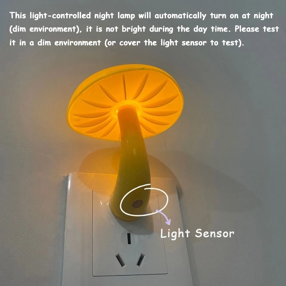 Ue eua plug led night light cogumelo tomada de parede luzes lâmpada para o quarto decoração de casa lâmpada sensor controlado por luz