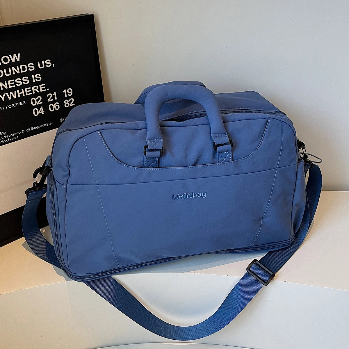 Bolsa de viagem portátil expansível para homens e mulheres, bolsa de bagagem leve de curta distância e grande capacidade, mala de viagem fitness com bolsa adicional e compartimento para sapatos