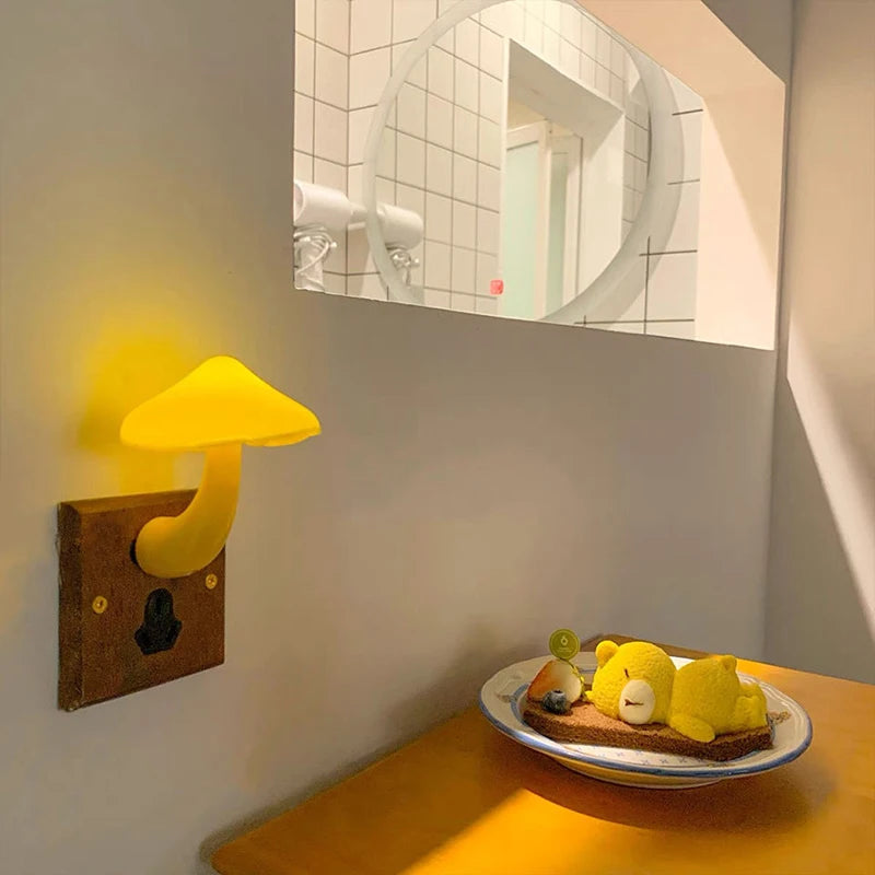Ue eua plug led night light cogumelo tomada de parede luzes lâmpada para o quarto decoração de casa lâmpada sensor controlado por luz