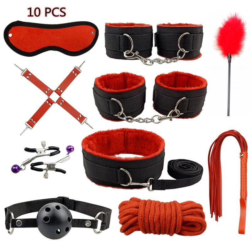 Brinquedos sexuais para mulheres, kit BDSM para casais, brinquedos sensuais para adultos, acessórios eróticos, algemas para sessão, plugue anal, jogo sexual.