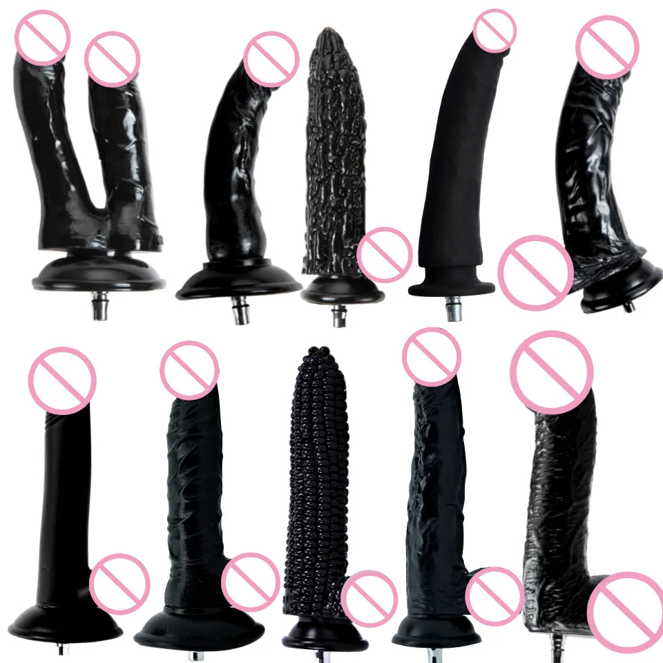ROUGH BEAST Acessórios para Máquinas Sexuais: Dildos Grandes Pretos de Cor de Pele para Máquinas Vac-u-lock, compatíveis com máquinas de lojas.