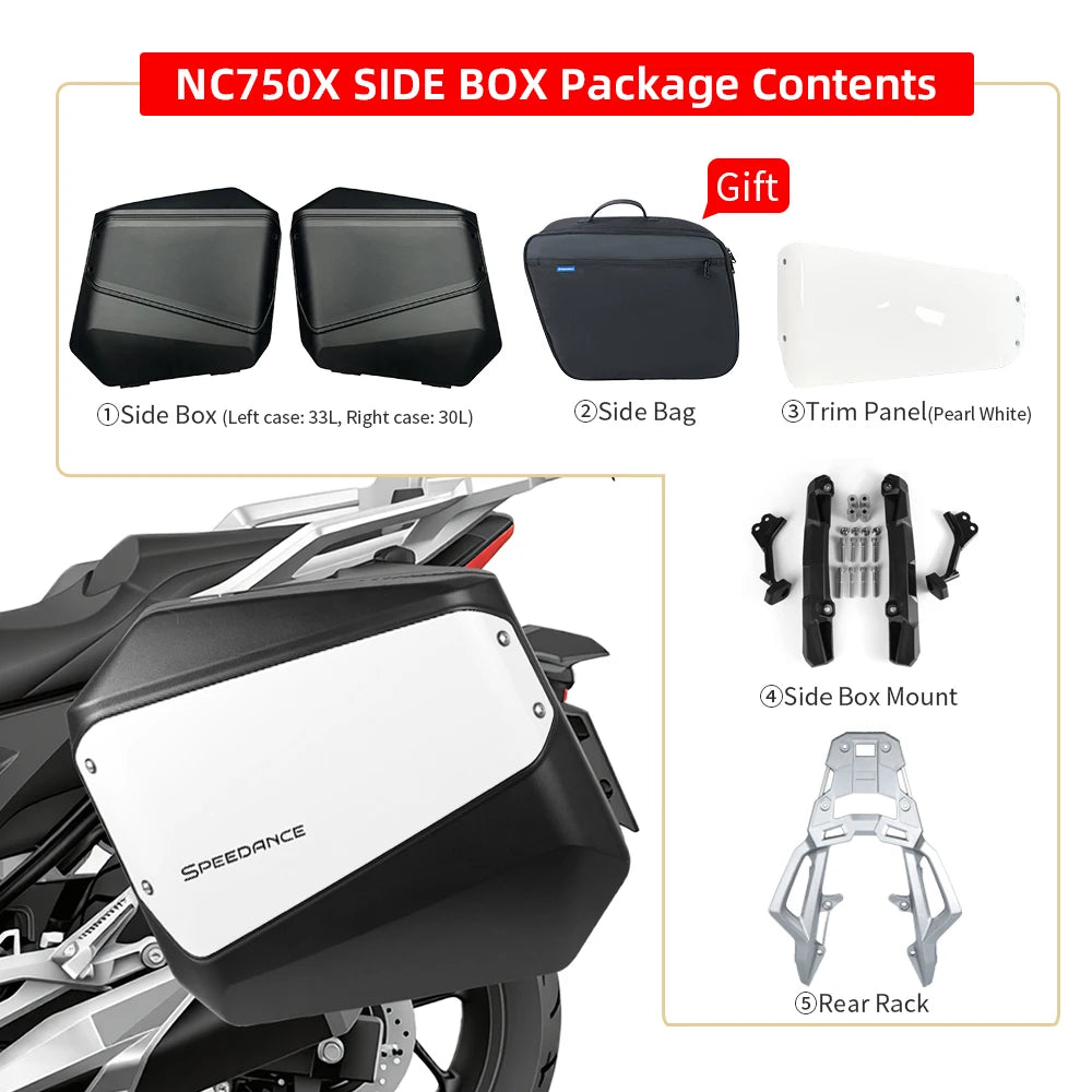 Malas Laterais para Motocicleta Honda NC750X, Com Liberação Rápida, Impermeáveis, Armazenamento de Bagagem para Viagens de Moto