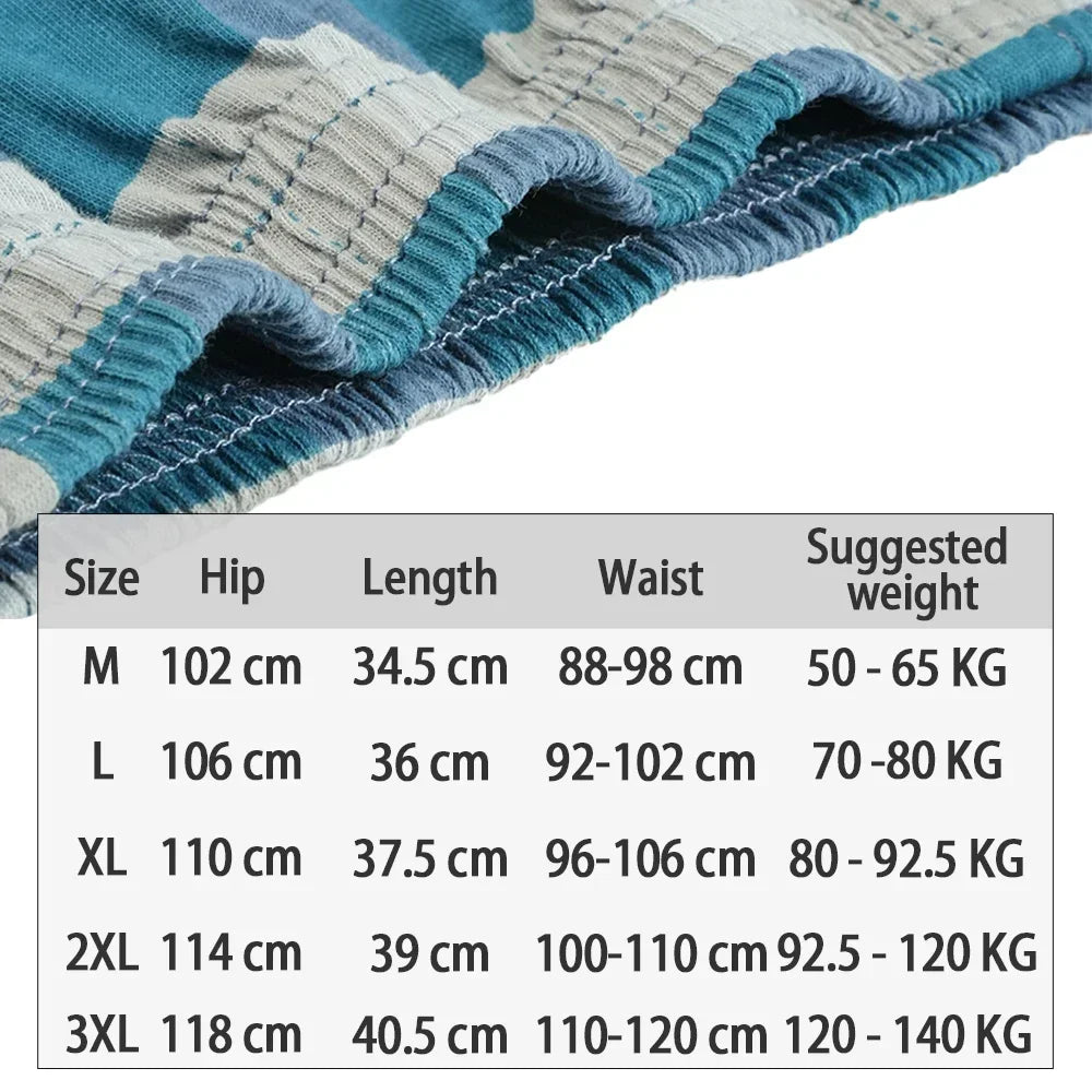 Cueca boxer masculina de algodão puro, roupa íntima, cintura alta, cuecas grandes, casual, xadrez, plus size, calças aro, pijama em casa, M-3XL
