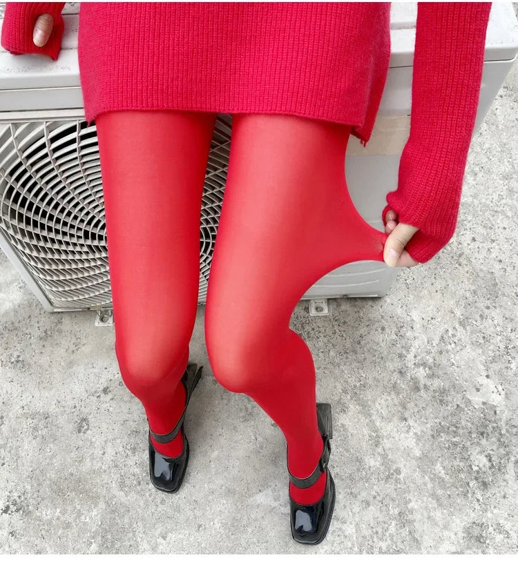 Talenza meias femininas finas meia-calça super elástica tamanho grande leggings vermelho feminino sexy collants primavera outono inverno