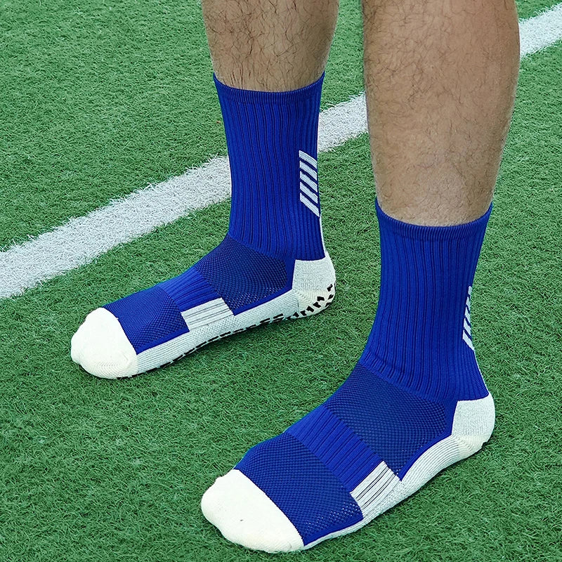 Meias de corrida de poliamida, Meias de futebol de tubo médio, Antiderrapantes pontilhadas, Meias de ciclismo masculinas