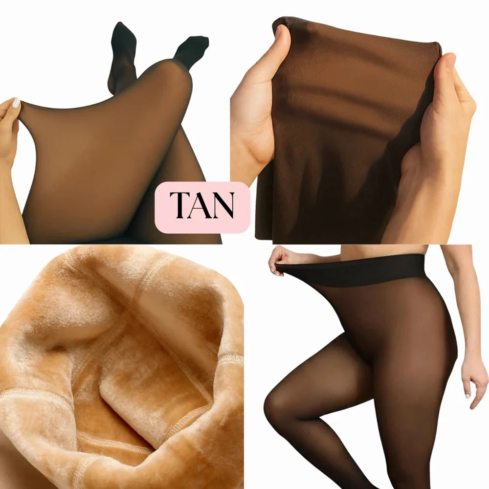 Velo térmico forrado collants feminino uma costura quente pura meia-calça falso translúcido térmico grosso collants leggings para tempo frio