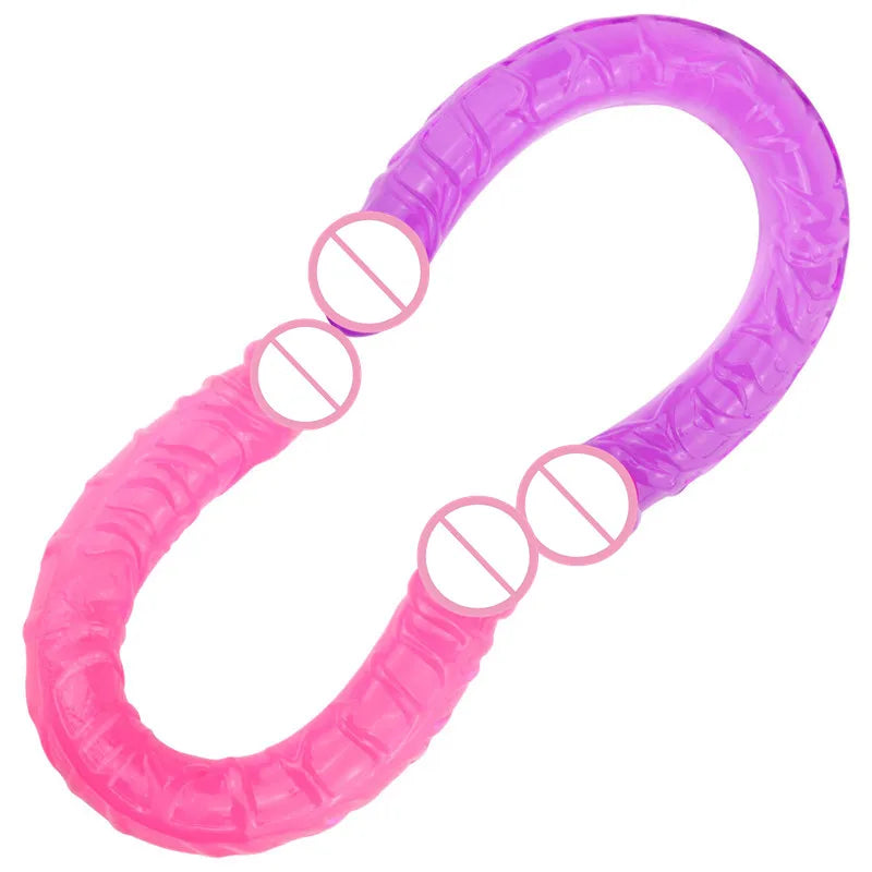 1pc rosa u forma geléia macia vibradores duplos vagina artificial brinquedos sexuais loja para casal feminino gay masturbadores lésbicos anal plug