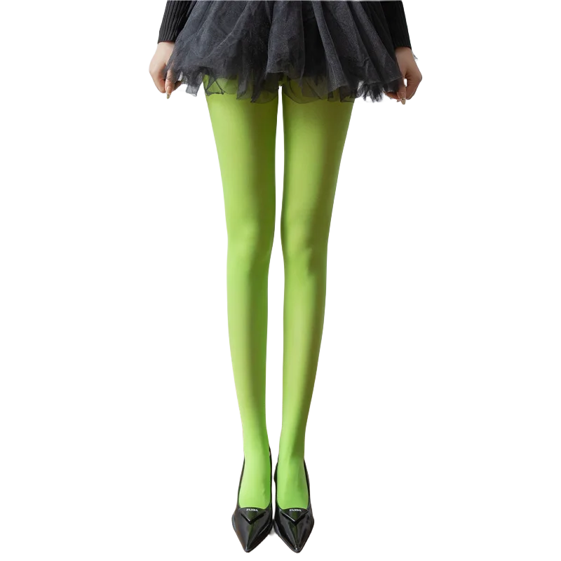 Nova Coleção Primavera 2025: Meias-Calças Femininas de Veludo Opaco 80D, Coloridas e Elásticas, Cores Vibrantes (Dopamine Colors)