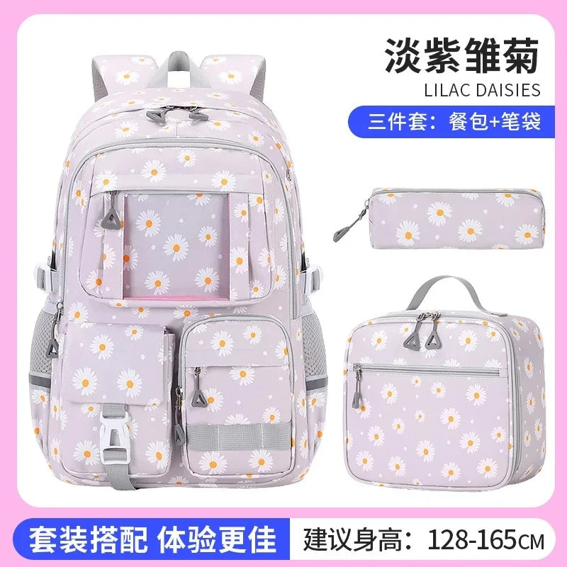 Crianças à prova dwaterproof água sacos de escola conjunto para meninas crianças mochila 3 pçs mochila ortopédica escola primária saco de livro
