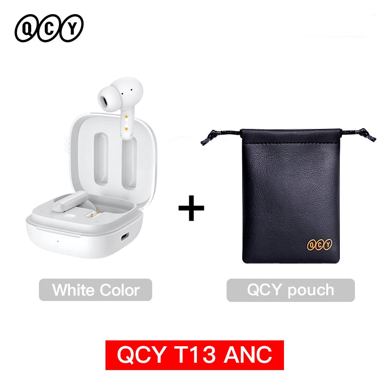 QCY-T13 ANC Fones De Ouvido Sem Fio, Bluetooth 5.3 TWS, ANC, Auscultadores De Cancelamento De Ruído, 4 Microfones ENC Headset, In-Ear, Handfree Earbuds