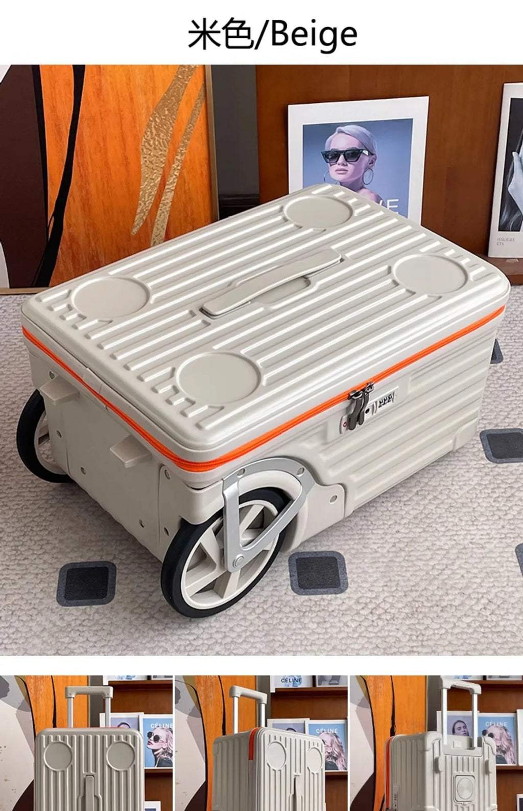 Mala de viagem com abertura lateral para bagagem de mão Mala de viagem com rodas super grandes Mala de mão de 20 polegadas Ij¢عات