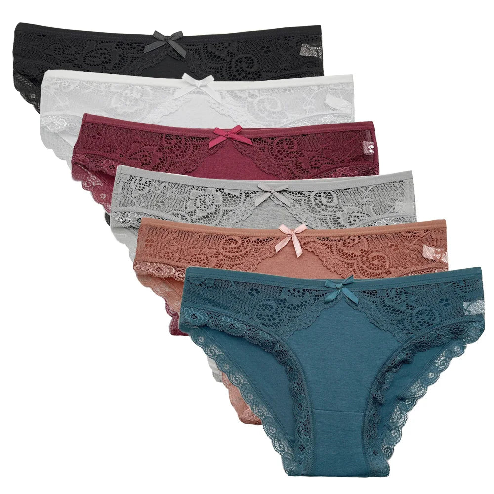 5 pçs/set nova chegada baixa ascensão senhoras sexy calcinha de renda calcinha para mulheres lingerie cuecas de algodão