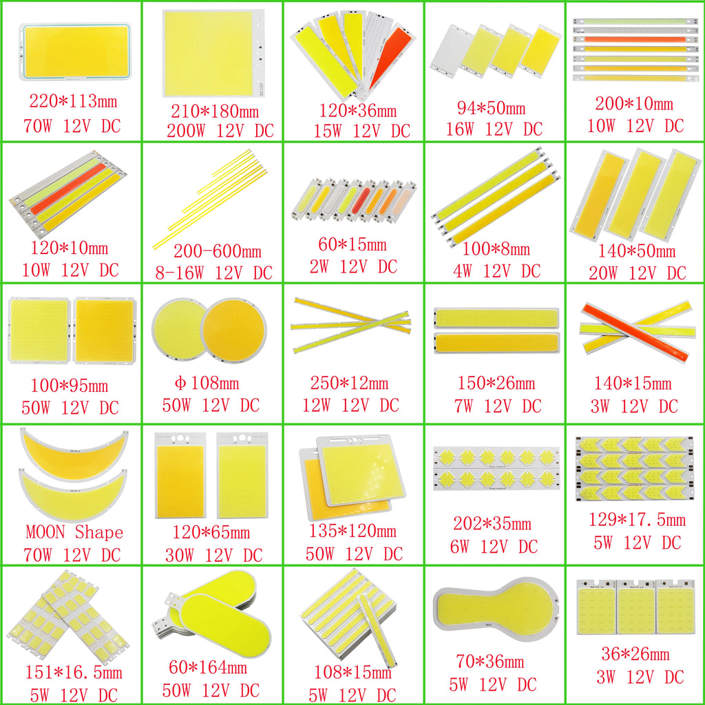 94x50mm 15w cob led módulo de lâmpada de tira de luz dc 12v 1600lm ultra brilhante quente branco fresco azul chip cob a bordo matriz lâmpada led