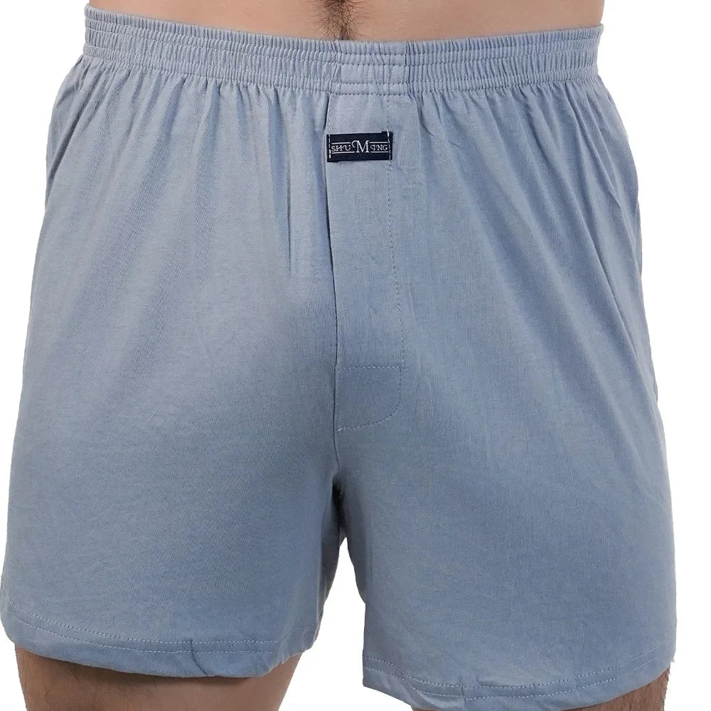 Homens puro algodão boxer shorts homem cintura alta grande roupa interior casual sólida cuecas plus size alo calças pijama boxers M-3XL 2025