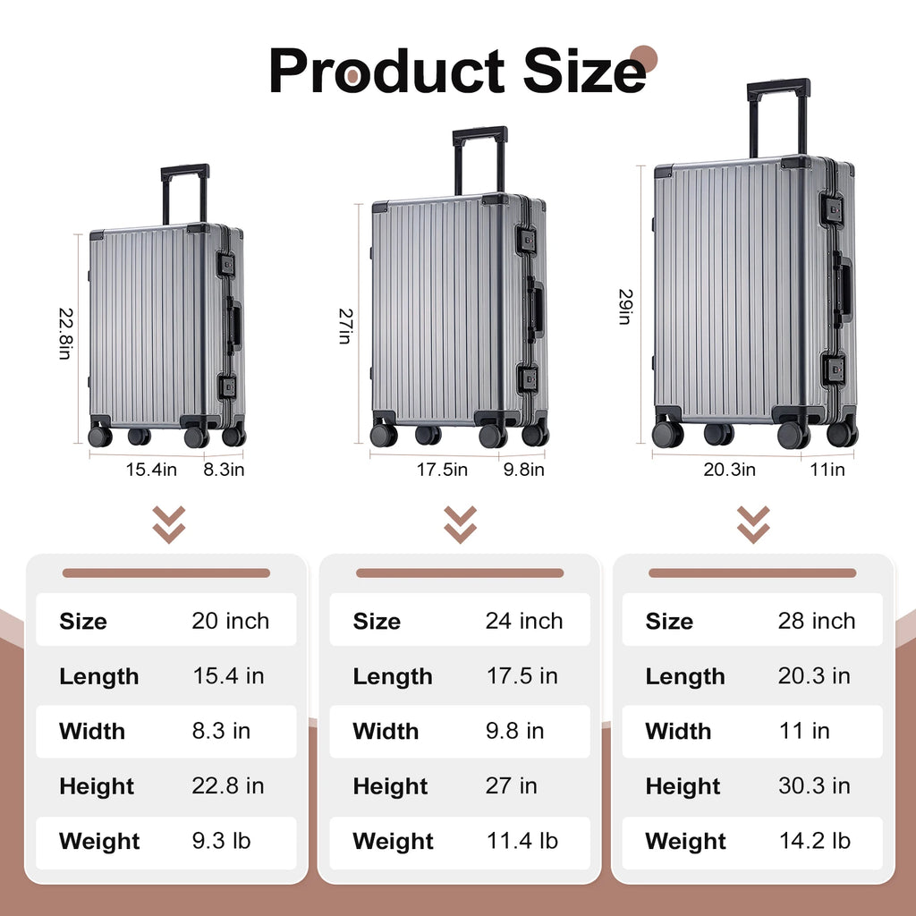 Aiweiny todo em alumínio liga de magnésio trole caso roda universal tsa masculino leve bagagem embarque