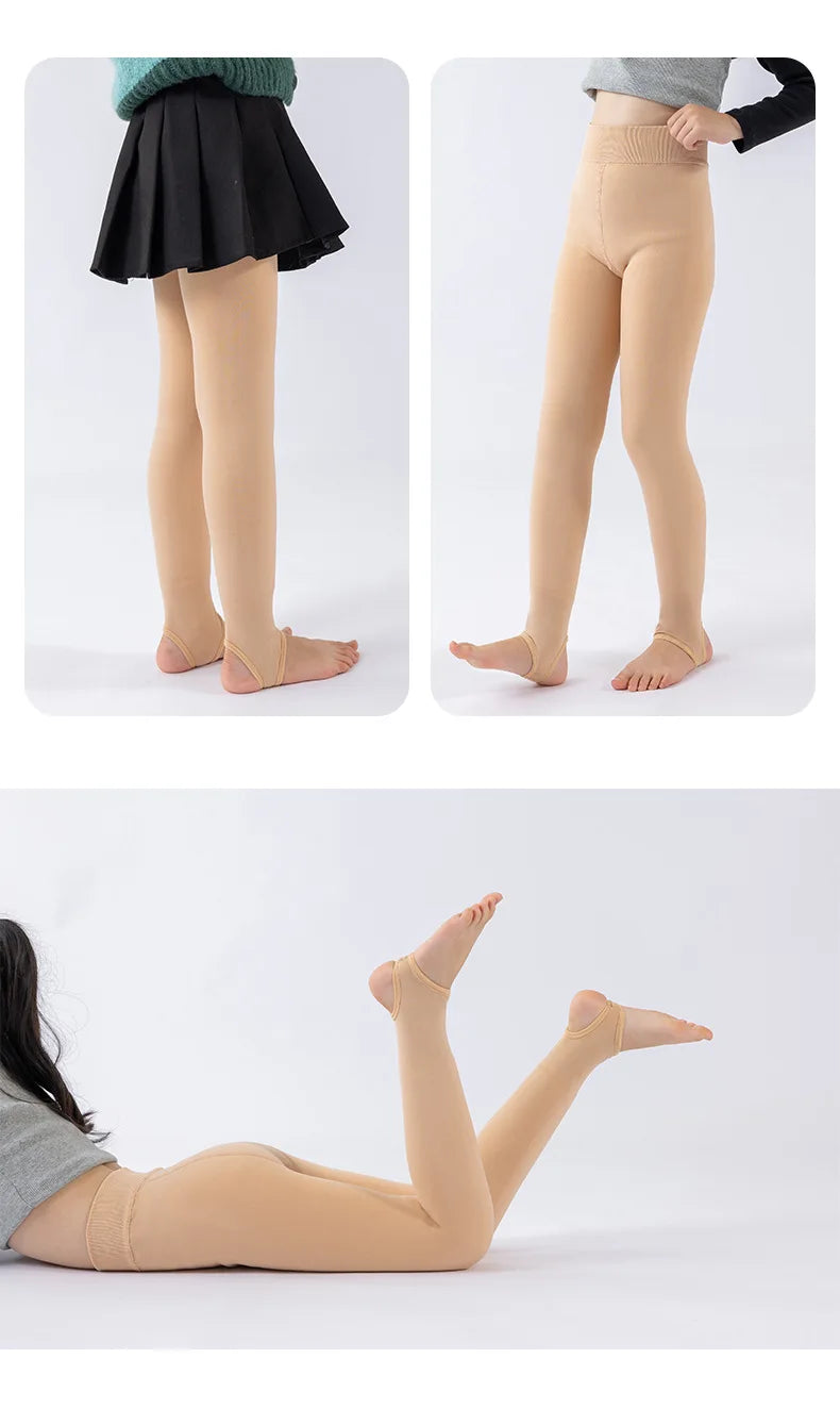 Alta qualidade inverno pele meninas leggings grosso veludo crianças calças quentes cintura elástica algodão crianças meninas pantalone