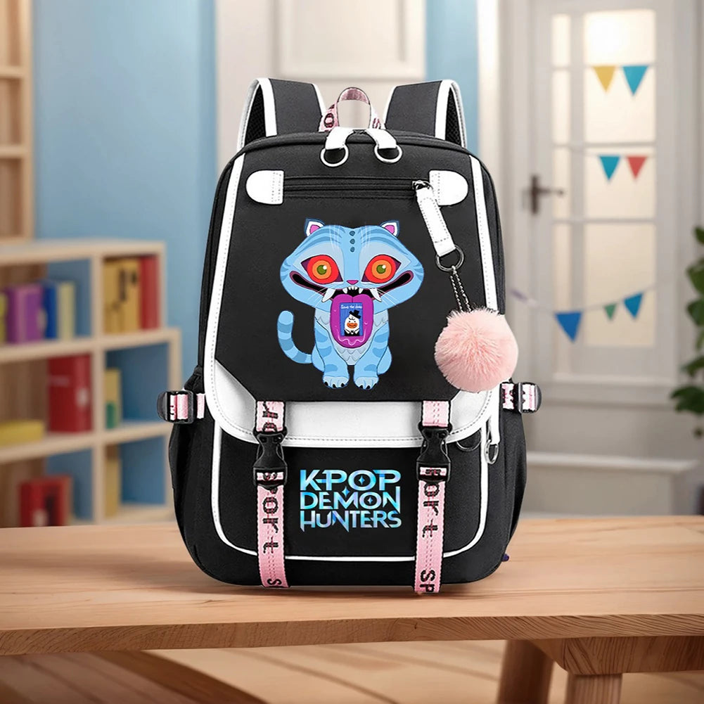 Mochila escolar para estudantes kpop demon hunters, mochila diária 2025 com estampa de filme quente para meninas, bolsa escolar esportiva ao ar livre