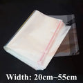 100PCS Sacos Adesivos Transparentes OPP de 20~55cm de Largura para Embalagem de Roupas, Calçados, Camisetas, Meias, Roupas Íntimas, Brinquedos, Livros e Presentes