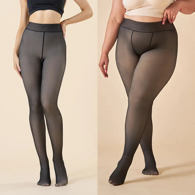Meias térmicas grossas mulheres inverno quente sexy translúcido meia-calça leggings feminino cintura alta elástica magro meia-calça