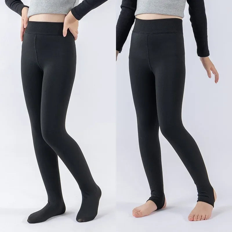 Alta qualidade inverno pele meninas leggings grosso veludo crianças calças quentes cintura elástica algodão crianças meninas pantalone