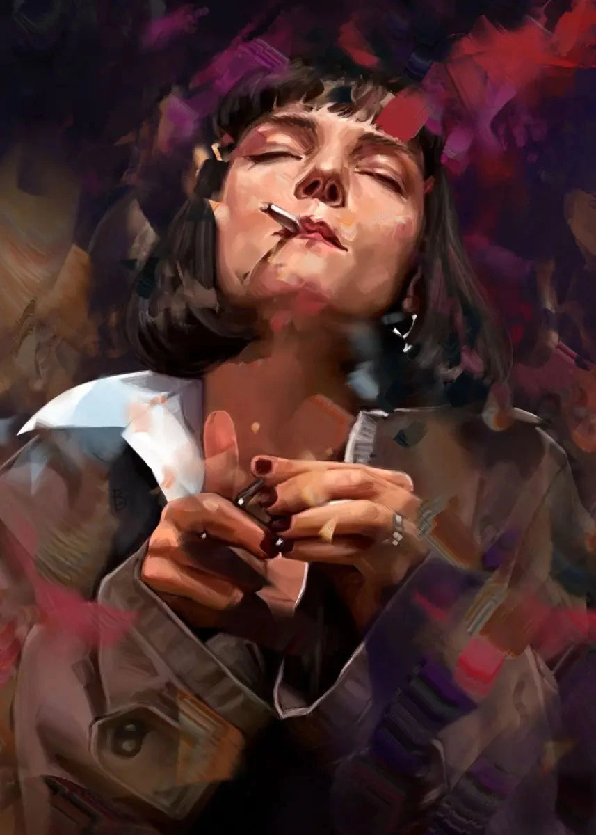 Pop Fiction Movie Classic Posters, Smoking In Bed, Retro Wall Art, Print Picture, Canvas Painting For Living Room, Home Decor