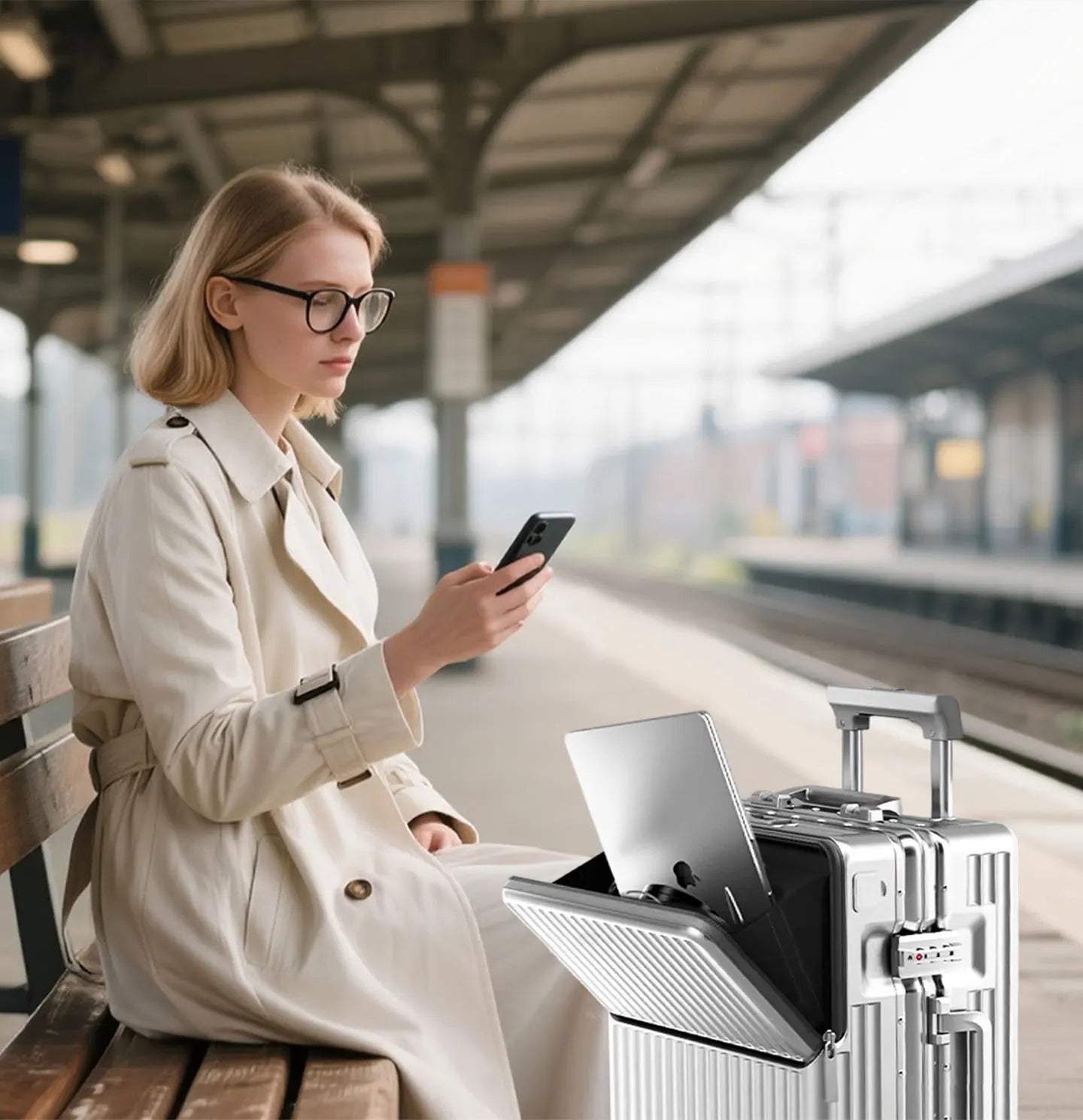 Mala de Alumínio Leve AIWEINY, Com Estrutura de PC, 360 °   Rodas Silenciosas, Cadeado TSA, Bagagem de Mão e de Transporte de 20/24/27 Polegadas