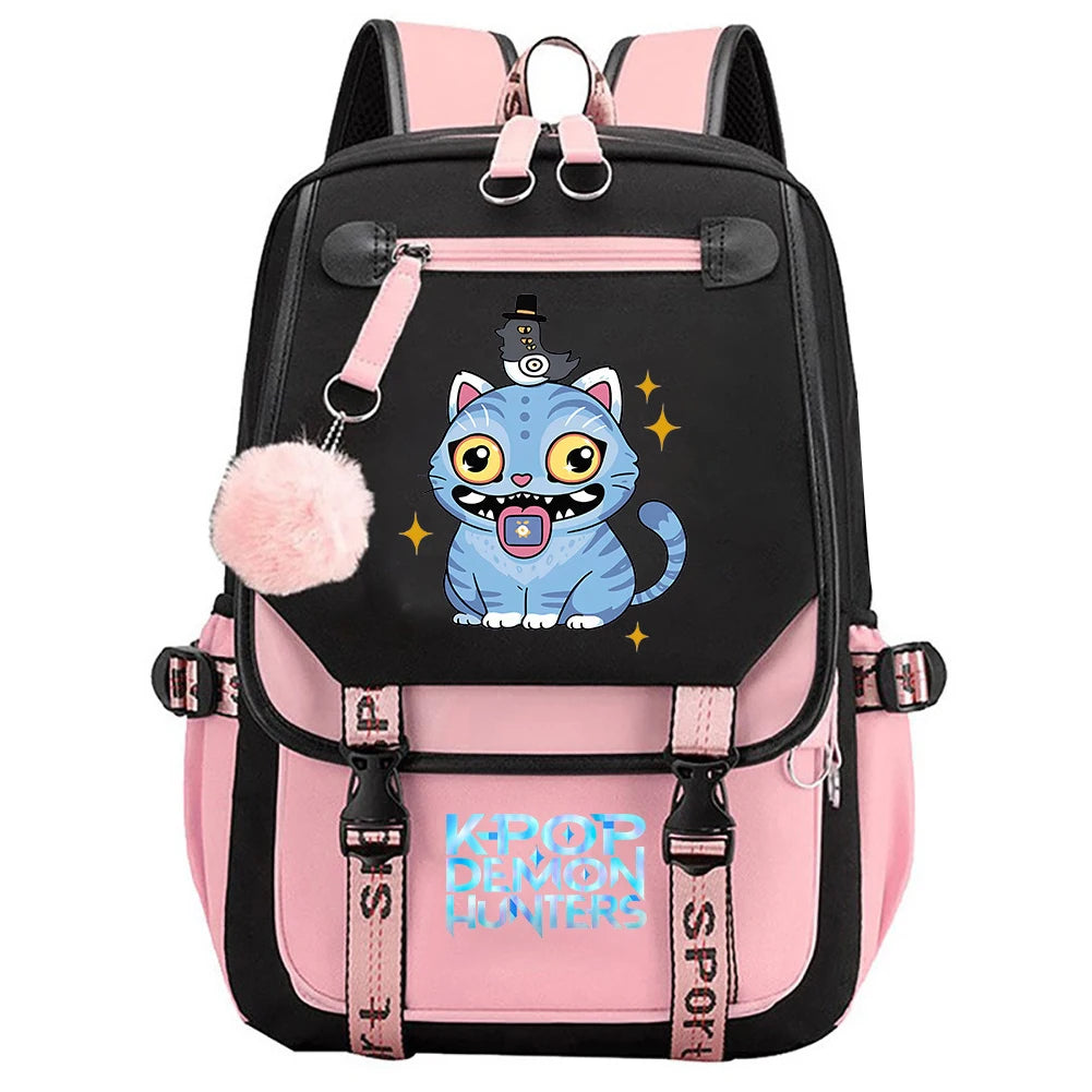 Mochila escolar para estudantes kpop demon hunters, mochila diária 2025 com estampa de filme quente para meninas, bolsa escolar esportiva ao ar livre