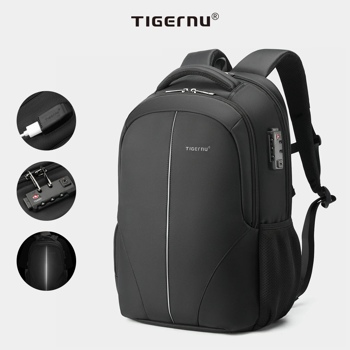 Tigernu mochilas a vácuo compressão mochilas de viagem 15.6-17 mochila portátil dos homens tsa anti roubo mochilas expansível mochila