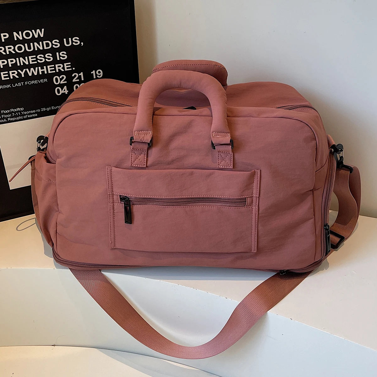 Bolsa de viagem portátil expansível para homens e mulheres, bolsa de bagagem leve de curta distância e grande capacidade, mala de viagem fitness com bolsa adicional e compartimento para sapatos