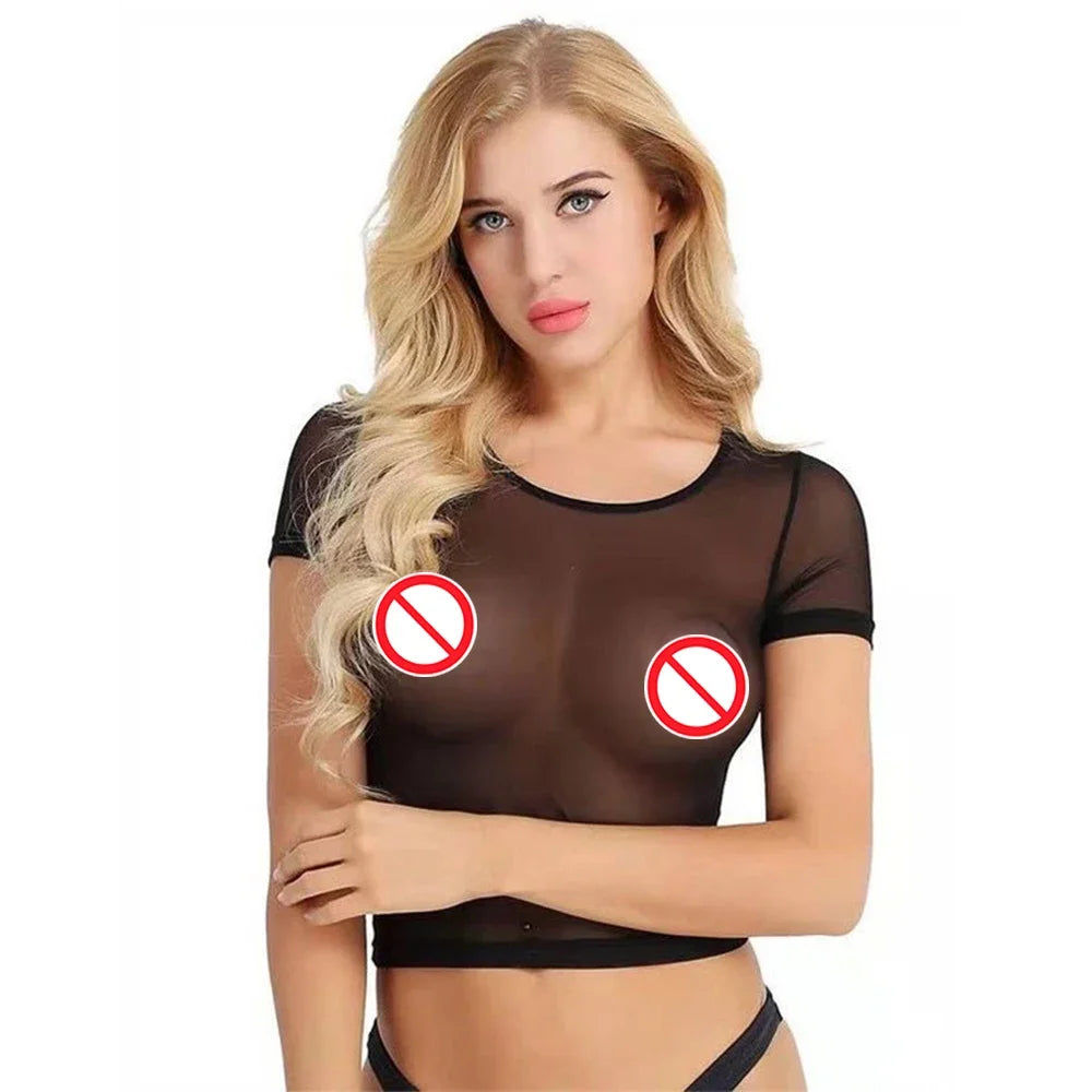 Sexy senhoras roupa interior malha pura topo preto e branco curto transparente corpo moldar roupa interior sexy camiseta interna boate tendência