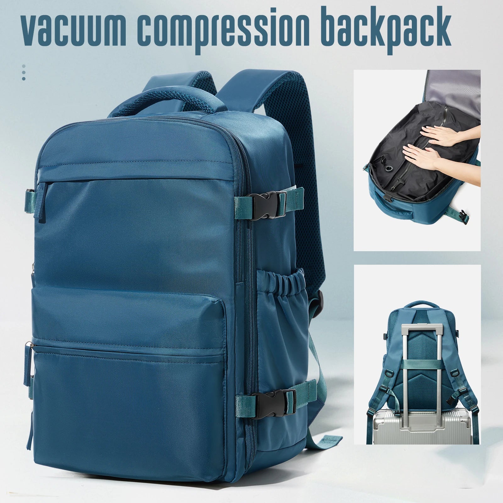 Mochila de viagem a vácuo para homens, mochila de grande capacidade para laptop de negócios, mochila expansível para homens e mulheres, bolsa escolar
