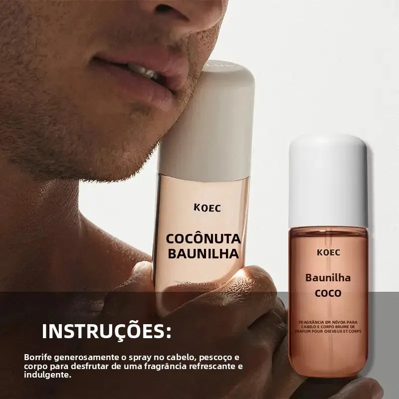 Envio Local do Brasil: Perfume KOEC Névoa de Fragrância Baunilha Coco Refrescante e Hidratante com Notas Triplas de Plantas Tropicais
