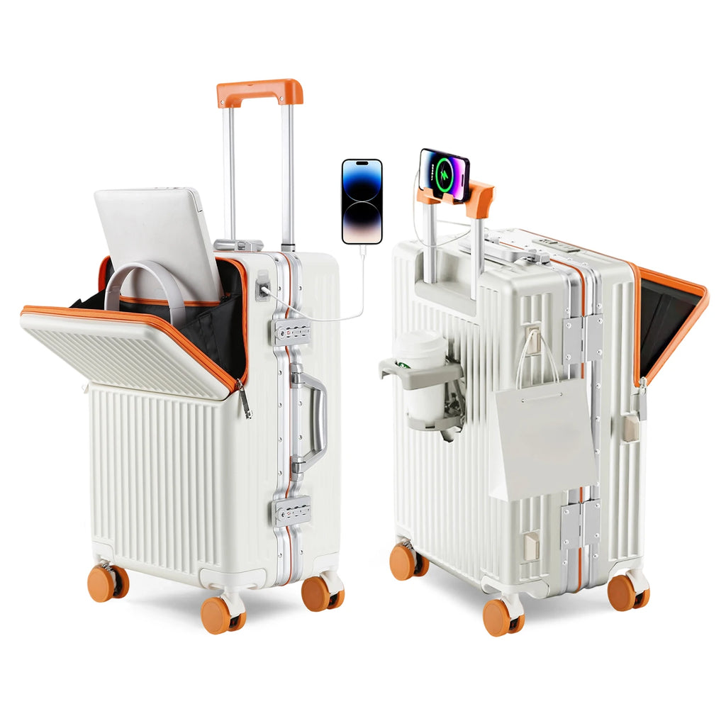 Mala de Alumínio Leve AIWEINY, Com Estrutura de PC, 360 °   Rodas Silenciosas, Cadeado TSA, Bagagem de Mão e de Transporte de 20/24/27 Polegadas