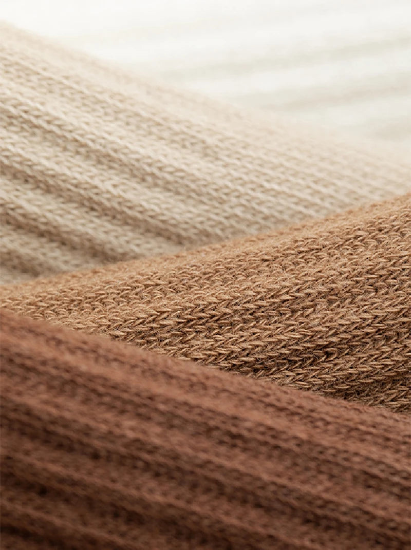 Meias masculinas retro cor sólida café branco cáqui bege respirável meias de algodão casual esporte na moda moda tubo médio meia longa