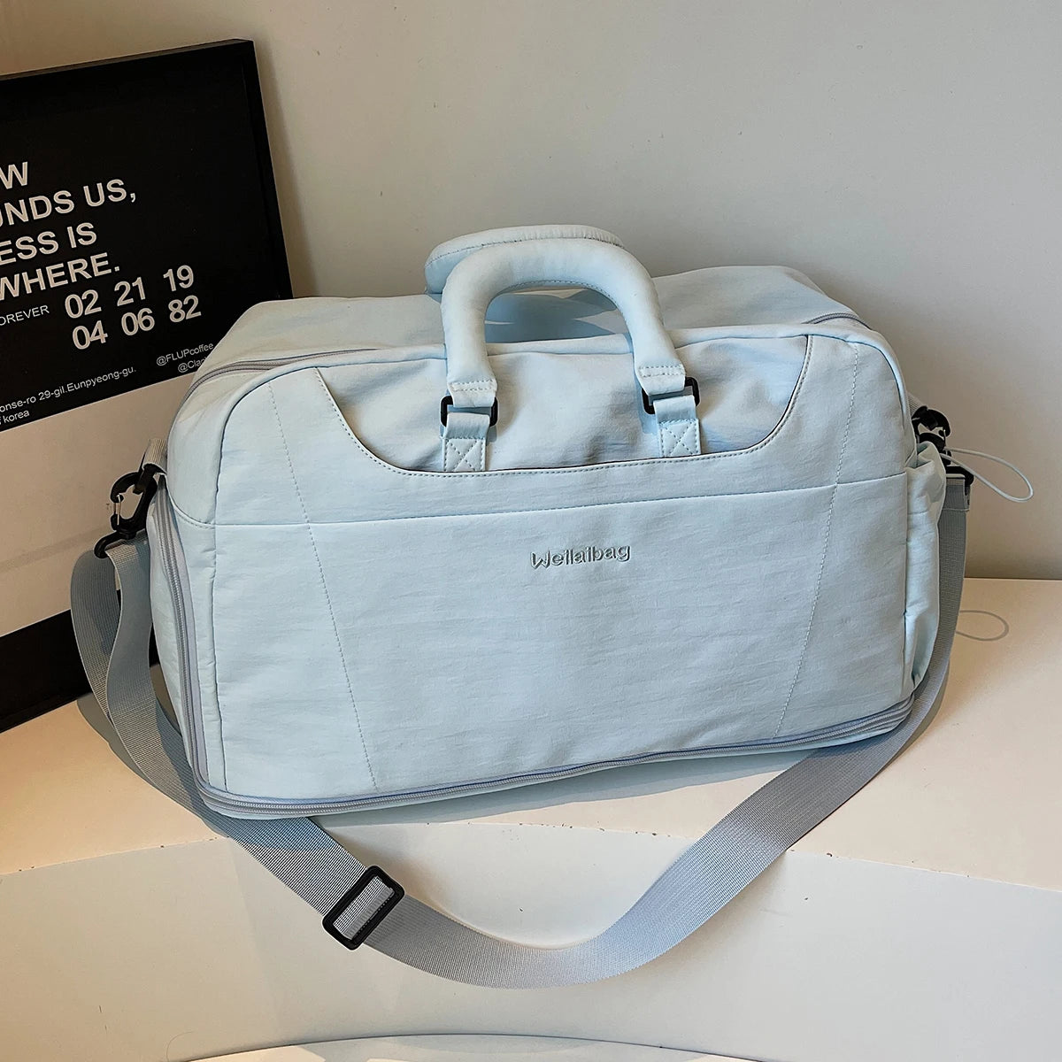 Bolsa de viagem portátil expansível para homens e mulheres, bolsa de bagagem leve de curta distância e grande capacidade, mala de viagem fitness com bolsa adicional e compartimento para sapatos