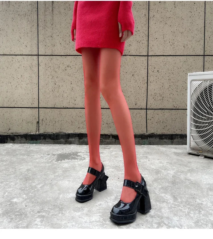 Talenza meias femininas finas meia-calça super elástica tamanho grande leggings vermelho feminino sexy collants primavera outono inverno