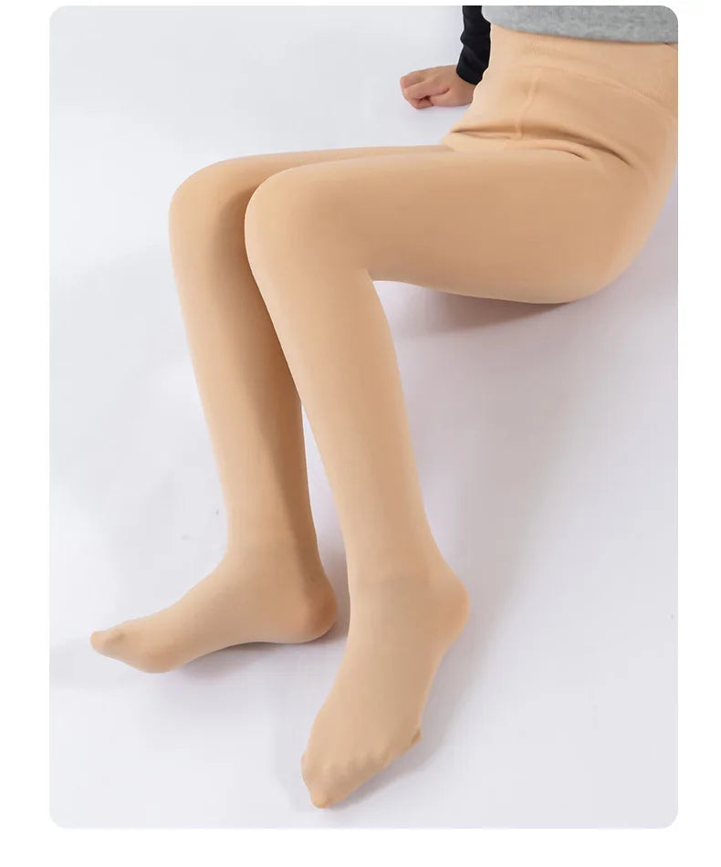 Alta qualidade inverno pele meninas leggings grosso veludo crianças calças quentes cintura elástica algodão crianças meninas pantalone