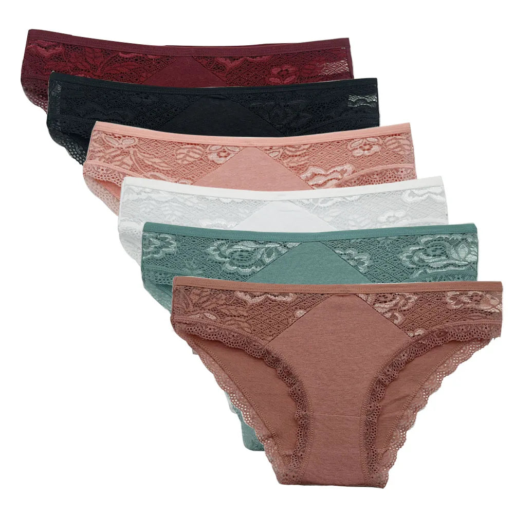 5 pçs/set nova chegada baixa ascensão senhoras sexy calcinha de renda calcinha para mulheres lingerie cuecas de algodão