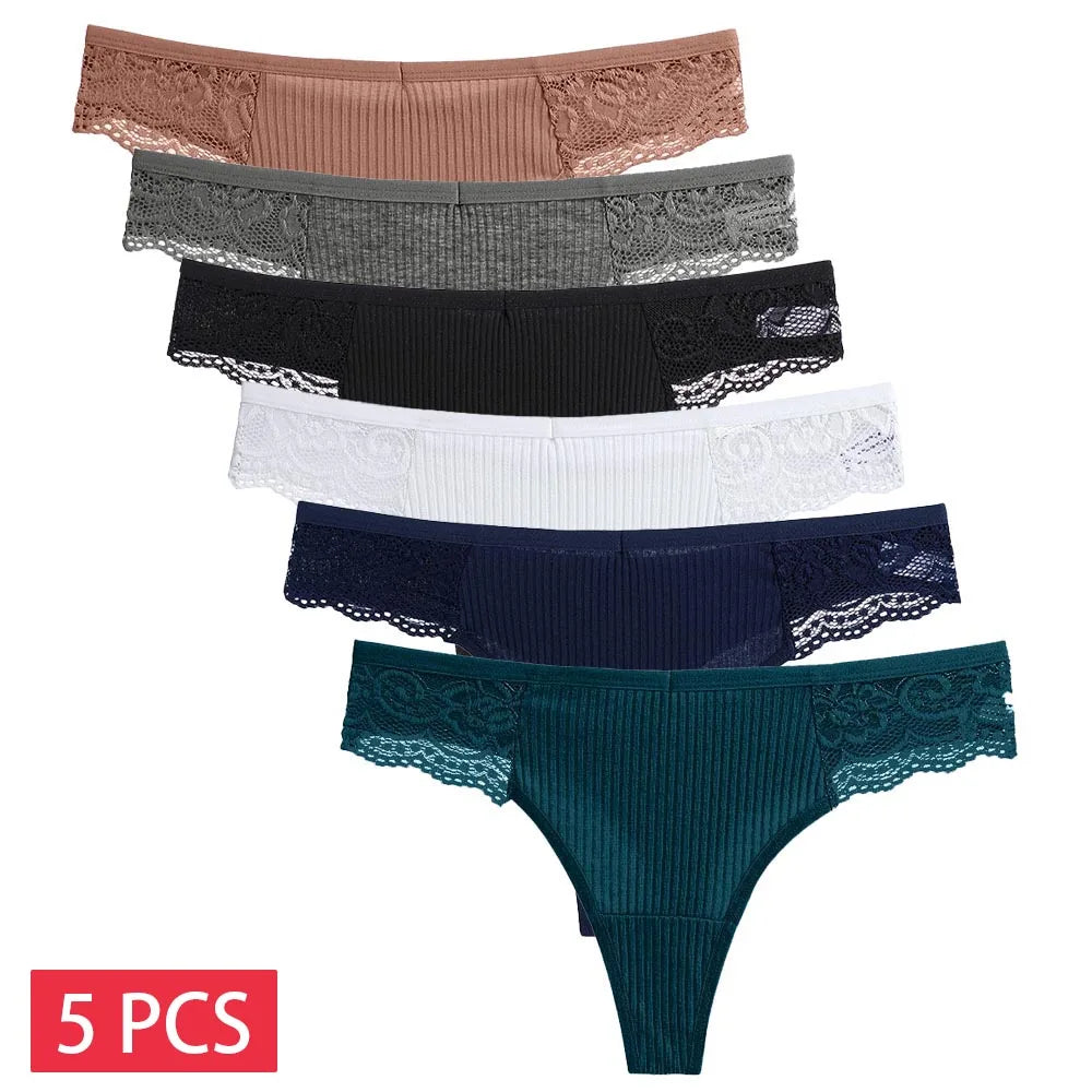 5 pçs/set calcinha de algodão g-string calcinha feminina sexy lingerie feminina tanga para mulher cor sólida calcinha íntima