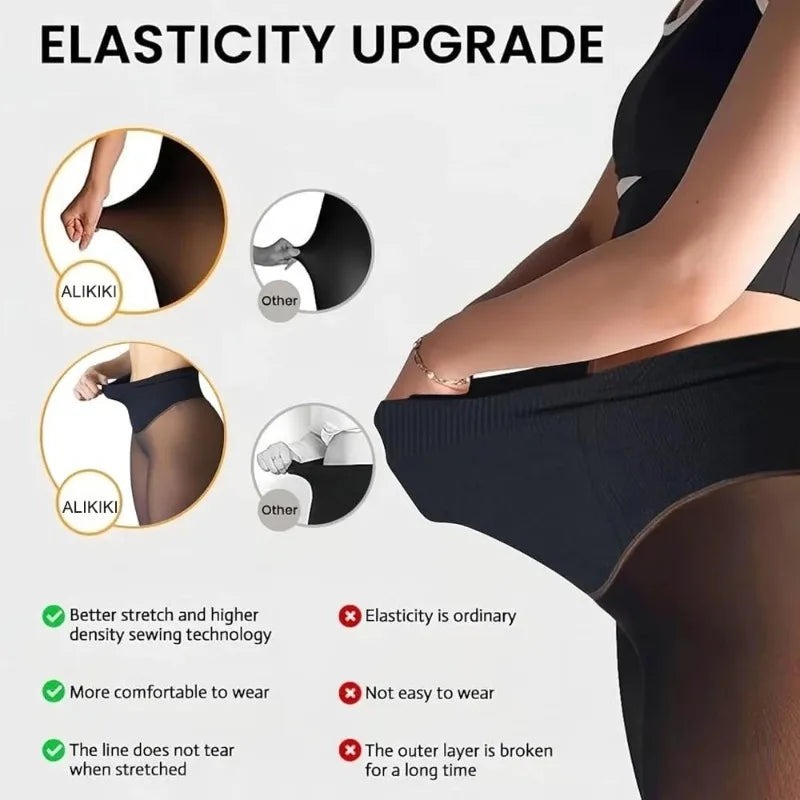 Nova Calça Legging Térmica Modeladora Preta Sexy com Forro de Lã e Efeito Translúcido, Meia-Calça Transparente de Lã, Tamanhos Grandes - Coleção 2026