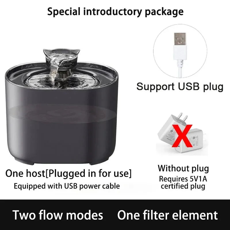 Cat water fountain, automatic recirculation, filtering, dog water dispenser, USB, silent electric pump, cat ear, pets, drinking fountain