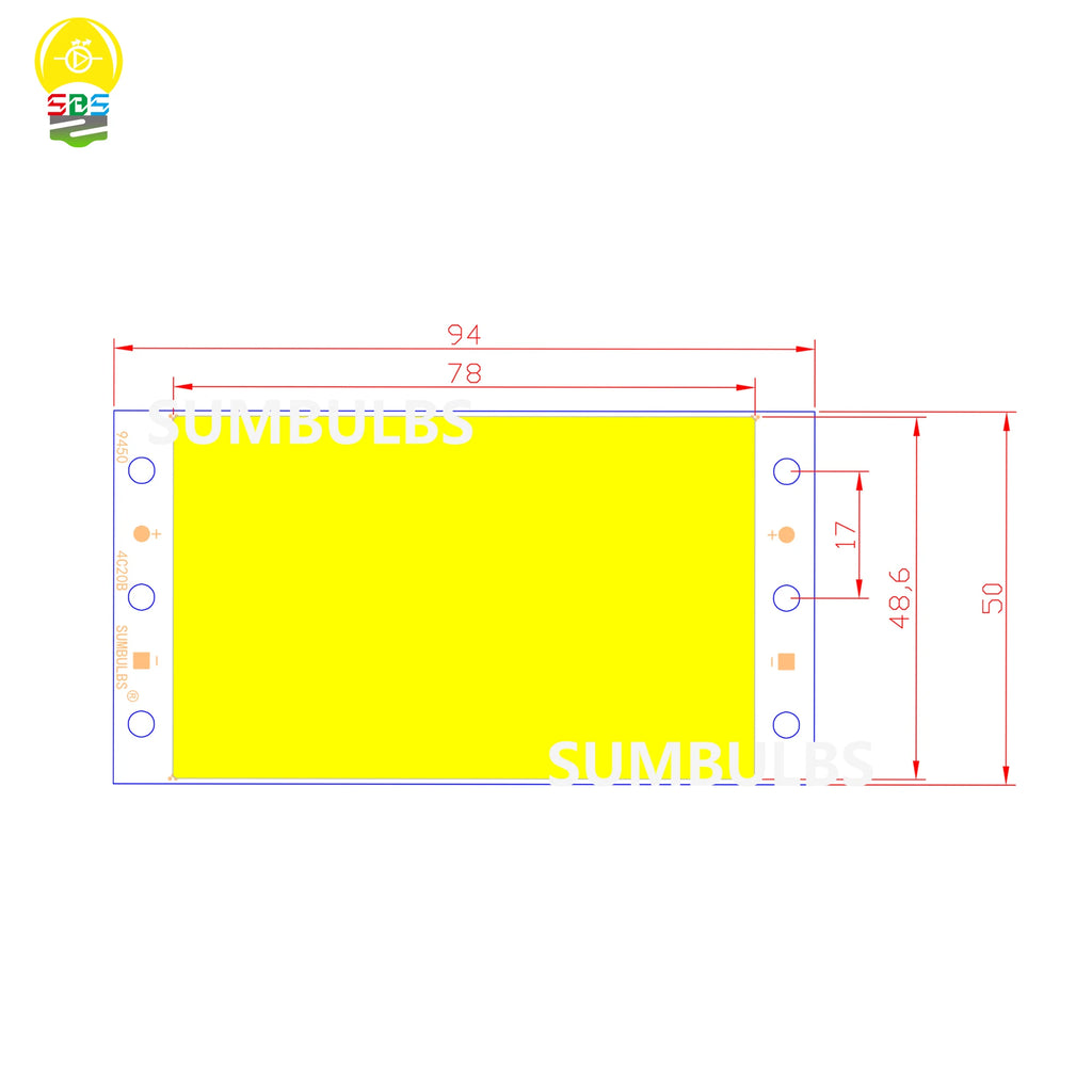 94x50mm 15w cob led módulo de lâmpada de tira de luz dc 12v 1600lm ultra brilhante quente branco fresco azul chip cob a bordo matriz lâmpada led