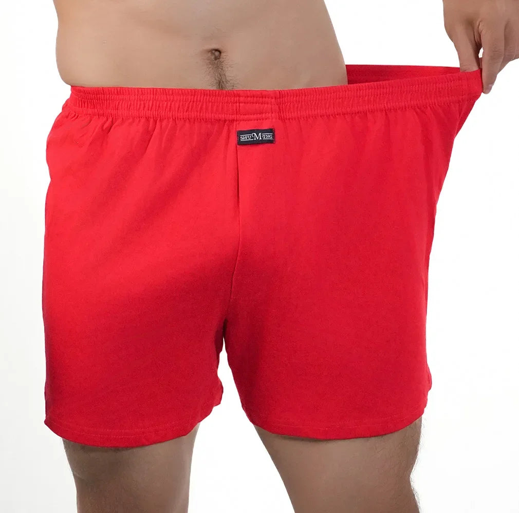 Homens puro algodão boxer shorts homem cintura alta grande roupa interior casual sólida cuecas plus size alo calças pijama boxers M-3XL 2025
