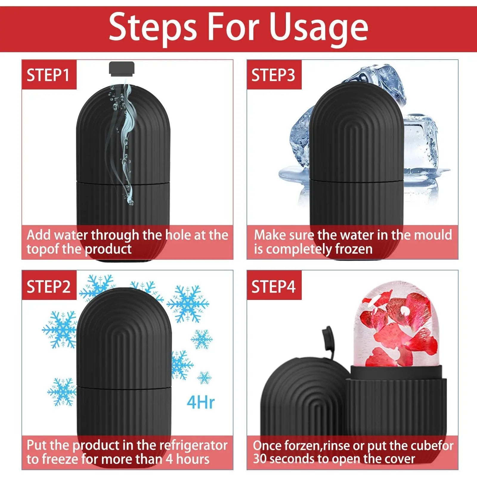 Conjunto de Rolos Faciais de Gelo, Ferramenta de Massagem Gua Sha para Contorno e Lifting Facial