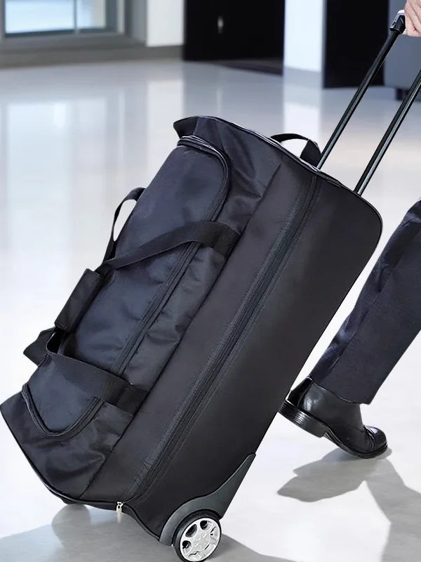 Nova Bolsa de Viagem em Tecido Oxford 2025 com Rodas, Leve e Portátil, para Homens e Mulheres, Estilo Esportivo, Dobrável