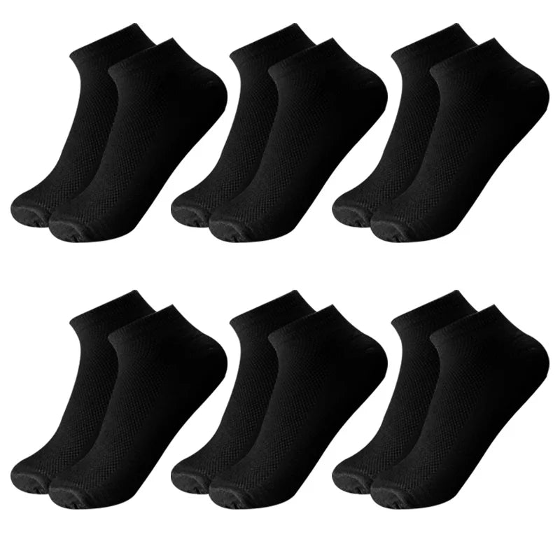6 pares meias masculinas respiráveis curto tornozelo elástico cor sólida malha de alta qualidade negócios unisex sokken plus size EU38-47